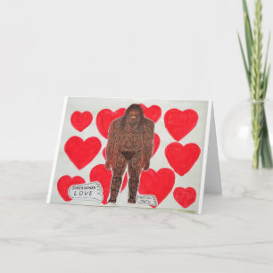 Cartes Pour Fêtes Annuelles Sasquatch-amour-coeurs