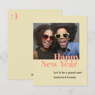 Cartes Pour Fêtes Annuelles Saumon moderne tendance Bold Script photo Nouvel A