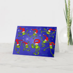 Cartes Pour Fêtes Annuelles Sauter, danse et célébrer de grenouilles de Noël !
