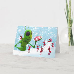 Cartes Pour Fêtes Annuelles Sauterelle et fourmis Chirstmas CardGrasshopper et