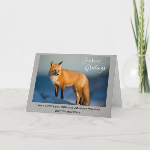 Cartes Pour Fêtes Annuelles Sauvage FOX Winter Snow Xmas Photo 2 personnalisée