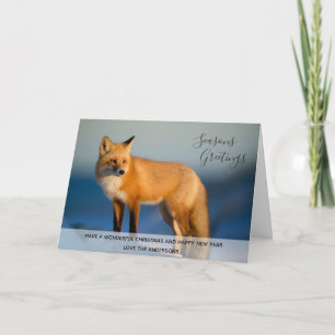 Cartes Pour Fêtes Annuelles Sauvage FOX Winter Snow Xmas Photo personnalisée