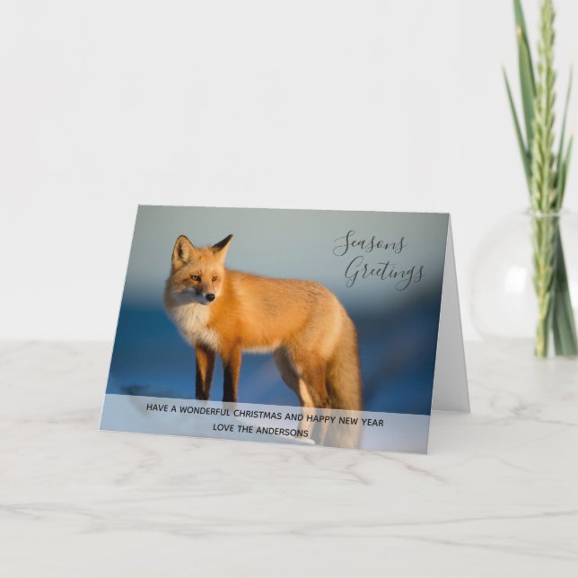 Cartes Pour Fêtes Annuelles Sauvage FOX Winter Snow Xmas Photo personnalisée (Devant)