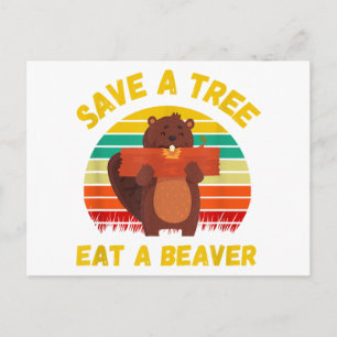 Cartes Pour Fêtes Annuelles Sauver un Arbre Manger un Castor Drôle de Castor P
