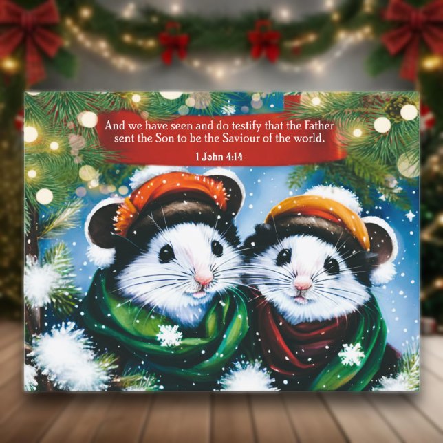 Cartes Pour Fêtes Annuelles Sauveur Du Monde Écriture Maigre Mice Art (Créateur téléchargé)