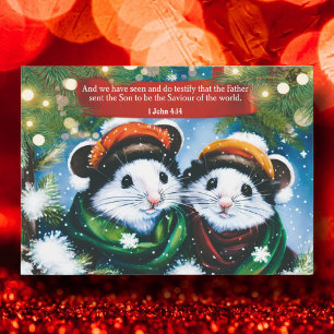 Cartes Pour Fêtes Annuelles Sauveur Du Monde Écriture Maigre Mice Art