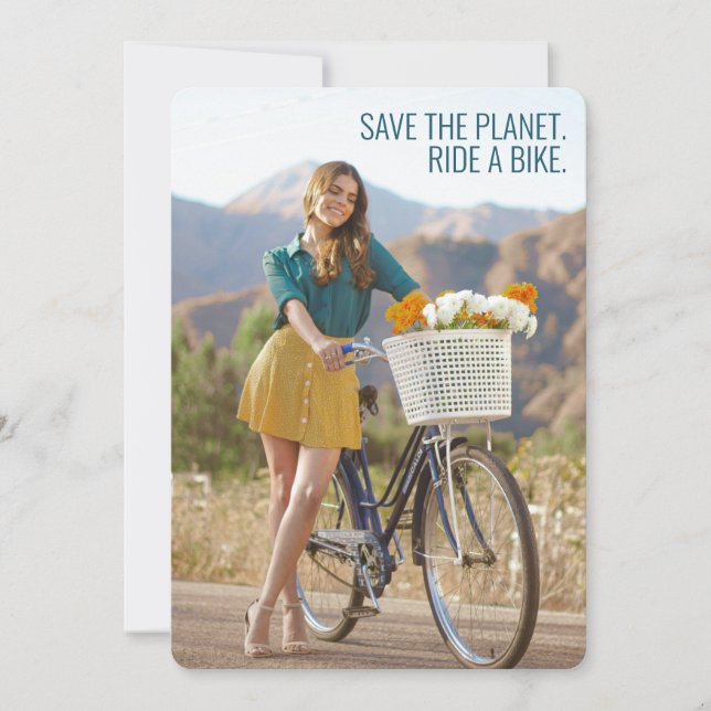 Cartes Pour Fêtes Annuelles Save the Planet - Ride a Bike Motivational Art (Devant)