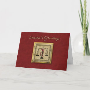 Cartes Pour Fêtes Annuelles Scales de justice, procureur, voeux de vacances