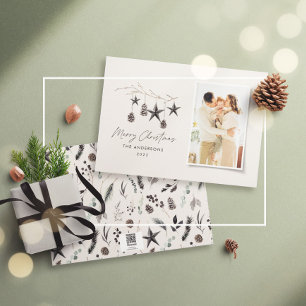 Cartes Pour Fêtes Annuelles Scandi moderne noir élégant script photo de Noël