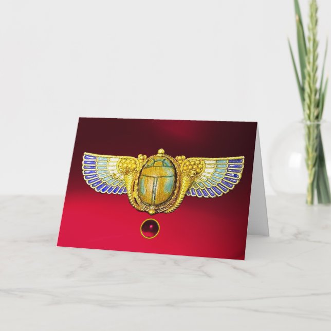 CARTES POUR FÊTES ANNUELLES SCARABE À FEU ÉGYPTIENNE ANTIQUE /BOÎTE À DENRÉES  (Devant)