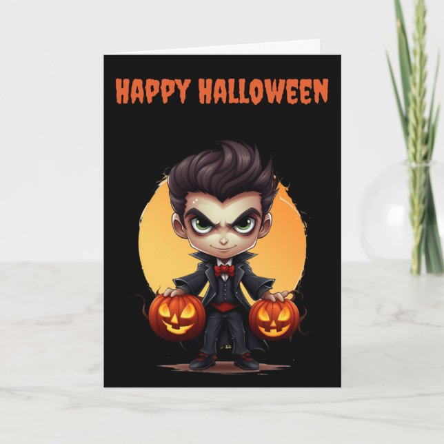Cartes Pour Fêtes Annuelles Scary Halloween Vampire (Devant)