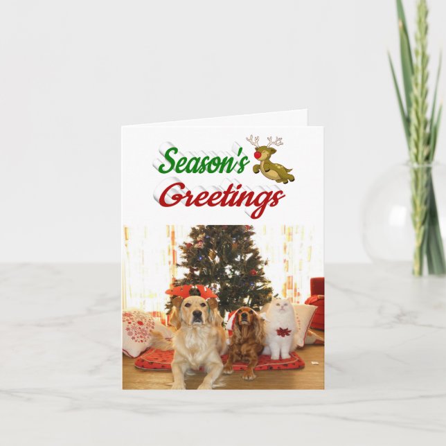 Cartes Pour Fêtes Annuelles Scénario de Noël Reindeer Joyeuses Fêtes (Devant)