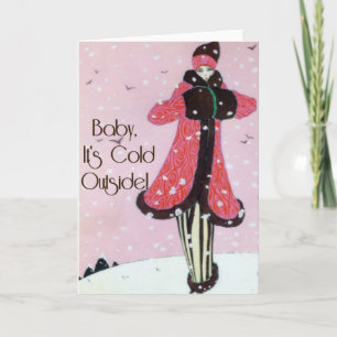 Cartes Pour Fêtes Annuelles Scène 1913 de mode d'hiver d'art déco