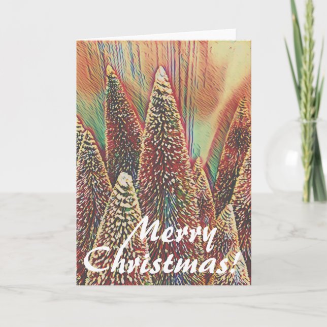 Cartes Pour Fêtes Annuelles Scène colorée d'arbre de Noël (Devant)