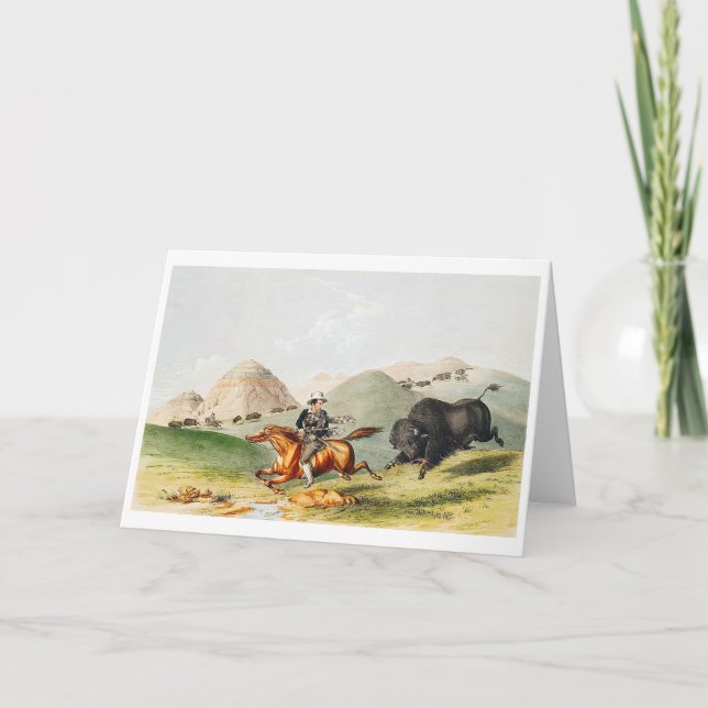 Cartes Pour Fêtes Annuelles Scène de chasse au bison, 1845 (Devant)