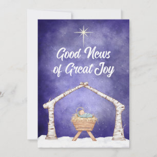 Cartes Pour Fêtes Annuelles Scène de crèche rustique avec photo au verso