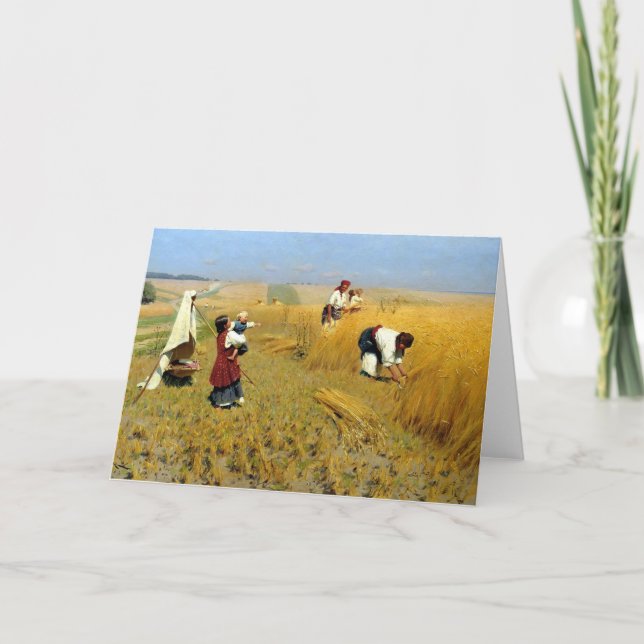 Cartes Pour Fêtes Annuelles Scène de dépiquage ukrainienne (Devant)