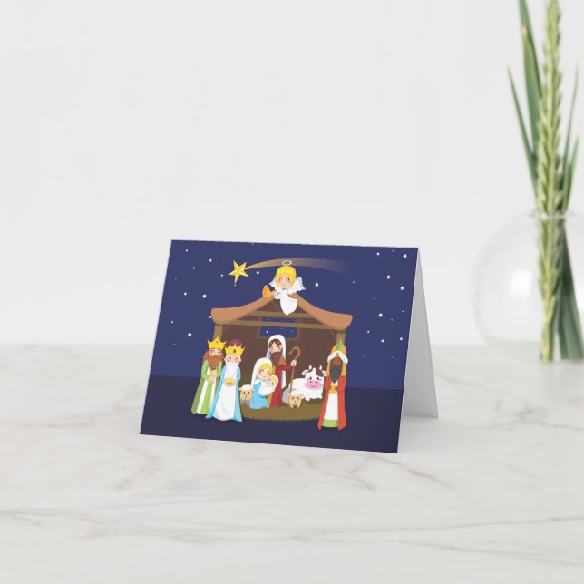 Cartes Pour Fêtes Annuelles Scène de la Nativité de Noël (Devant)
