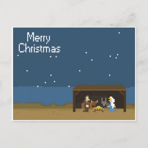 Cartes Pour Fêtes Annuelles Scène de la Nativité de Noël 8 bits