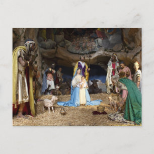 Cartes Pour Fêtes Annuelles Scène de la Nativité de Noël antique