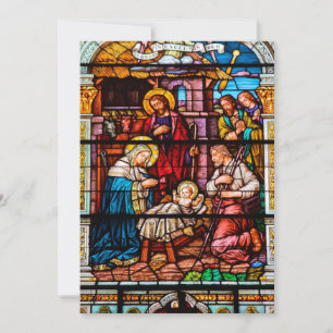 Cartes Pour Fêtes Annuelles Scène de la Nativité Jésus en verre satiné