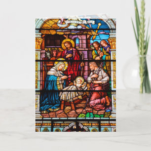 Cartes Pour Fêtes Annuelles Scène de la Nativité Jésus en verre satiné
