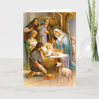 Cartes Pour Fêtes Annuelles Scène de la nativité vintage