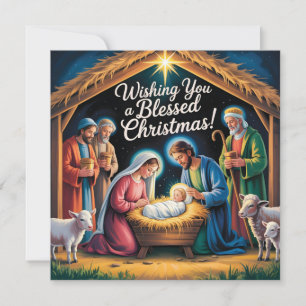 Cartes Pour Fêtes Annuelles Scène de la Nativité Vœux de Noël