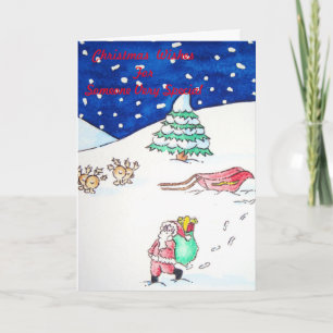 Cartes Pour Fêtes Annuelles scène de la neige de père Noël et de rennes