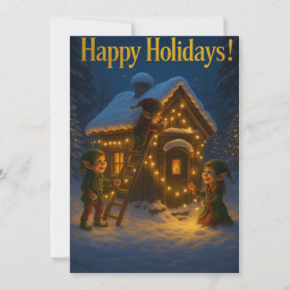 Cartes Pour Fêtes Annuelles Scène de lutin des Fêtes – Joyeuses Fêtes !