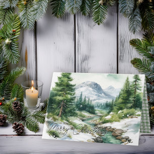Cartes Pour Fêtes Annuelles Scène de montagne rustique des Highlands joyeux No