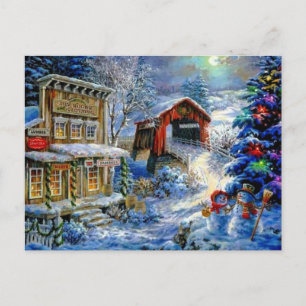 Cartes Pour Fêtes Annuelles Scène de neige de Noël