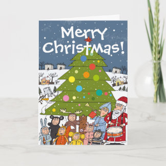 Cartes Pour Fêtes Annuelles Scène de Noël chaotique autour de l'arbre