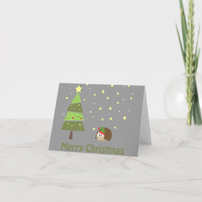 Cartes Pour Fêtes Annuelles Scène de Noël de Hérisson (Devant)