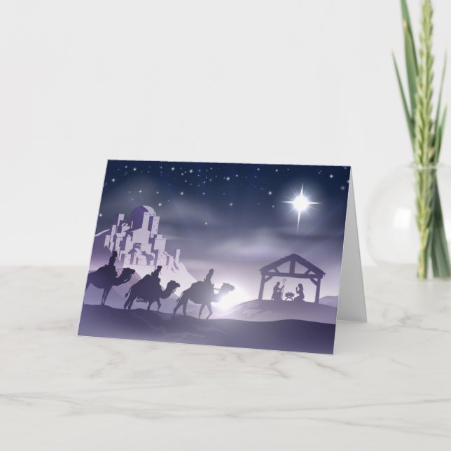 Cartes Pour Fêtes Annuelles Scène de Noël de Nativité (Devant)