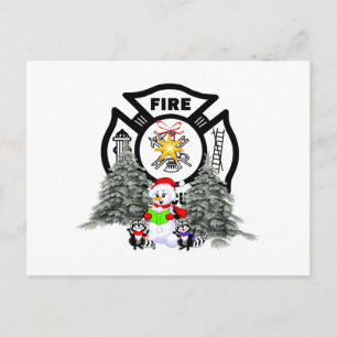 Cartes Pour Fêtes Annuelles Scène de Noël du service d'incendie