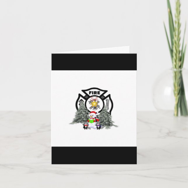 Cartes Pour Fêtes Annuelles Scène de Noël du service d'incendie (Devant)