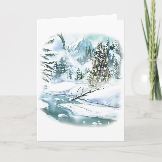 Cartes Pour Fêtes Annuelles Scène de Noël enneigée (Devant)