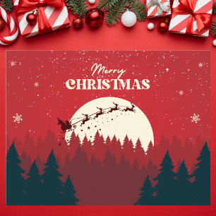 Cartes Pour Fêtes Annuelles Scène de Noël minimaliste rouge