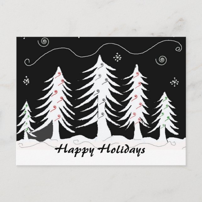 Cartes Pour Fêtes Annuelles Scène de Noël noir et blanc (Devant)