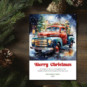 Cartes Pour Fêtes Annuelles Scène de Noël rustique élégante vacances vintage