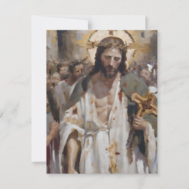 Cartes Pour Fêtes Annuelles Scène de Pâques B - Huiles (Devant)