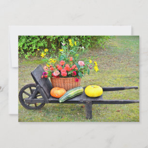 Cartes Pour Fêtes Annuelles Scène de récolte d'action de grâce avec brouette