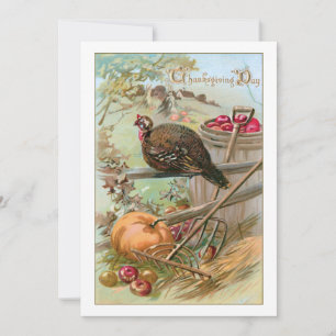 Cartes Pour Fêtes Annuelles Scène de récolte vintage avec la Turquie et le Cit