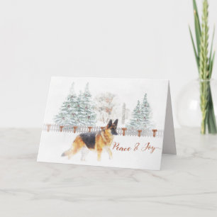Cartes Pour Fêtes Annuelles Scène de vacances d'hiver rustique avec berger all