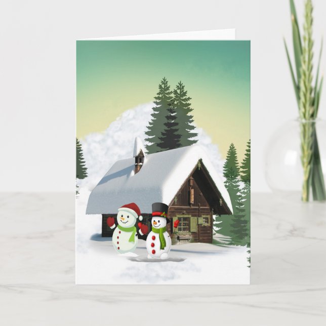 Cartes Pour Fêtes Annuelles Scène des neiges de Noël (Devant)