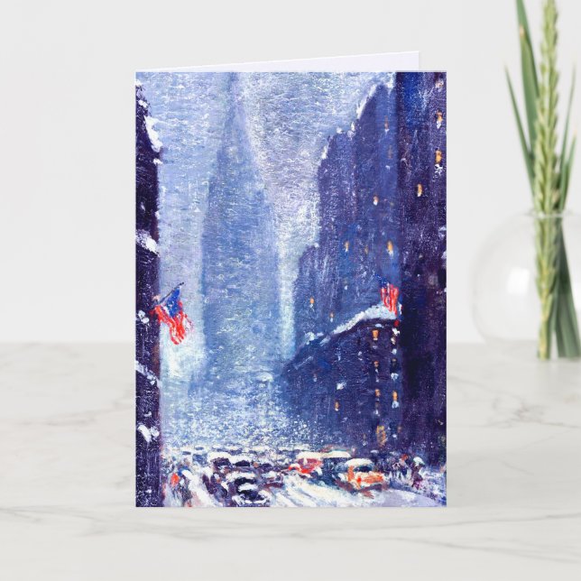 Cartes Pour Fêtes Annuelles Scène D'Hiver À Manhattan. Noël (Devant)