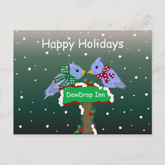 Cartes Pour Fêtes Annuelles Scène d'hiver avec petits oiseaux (Devant)