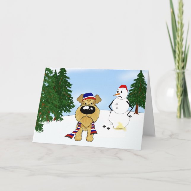 Cartes Pour Fêtes Annuelles Scène d'hiver d'Airedale Terrier (Devant)