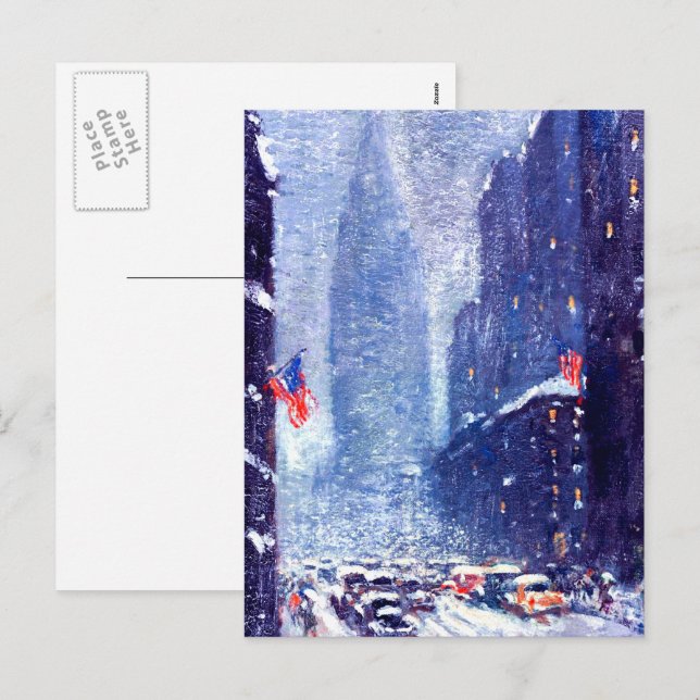 Cartes Pour Fêtes Annuelles Scène d'hiver de Manhattan.Art fin Noël (Devant / Derrière)
